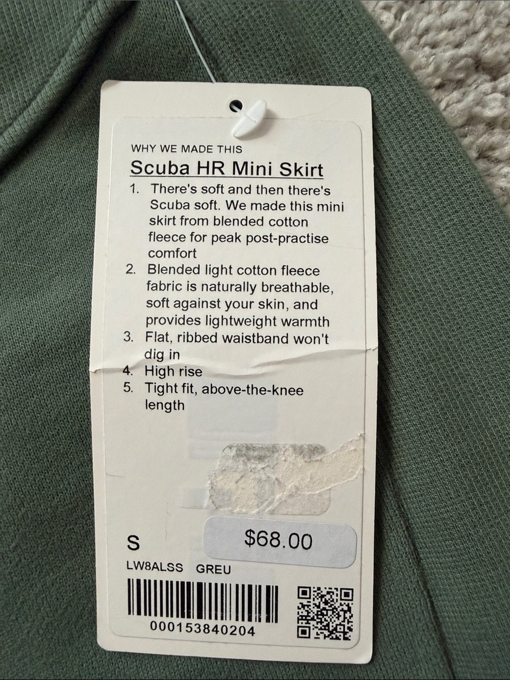 Lululemon Scuba High-Rise Mini Skirt GREU Green Eucalyptus Size S NWT - Picture 2 of 5